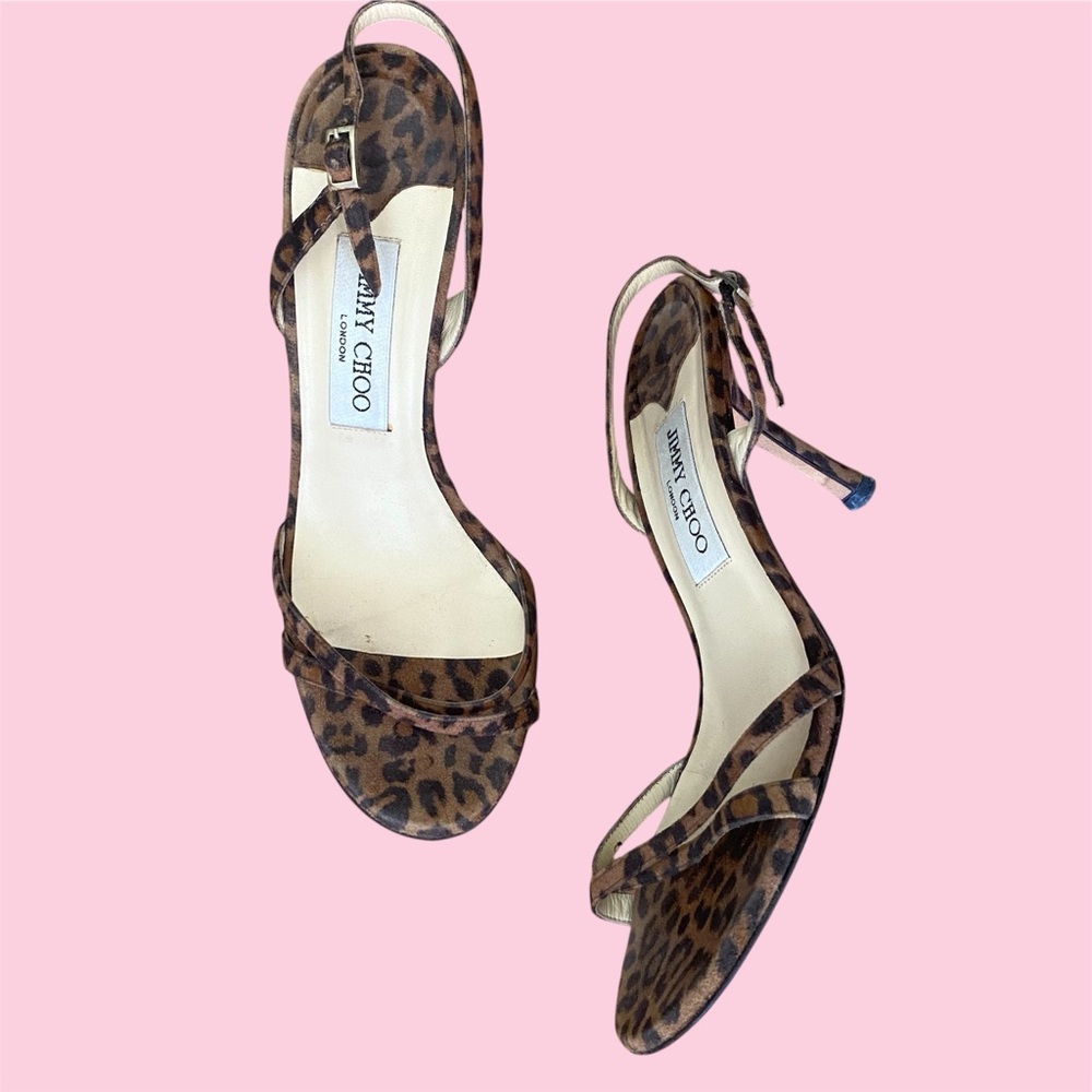 Jimmy Choo Leopard Print Heels Slings Slingbacks